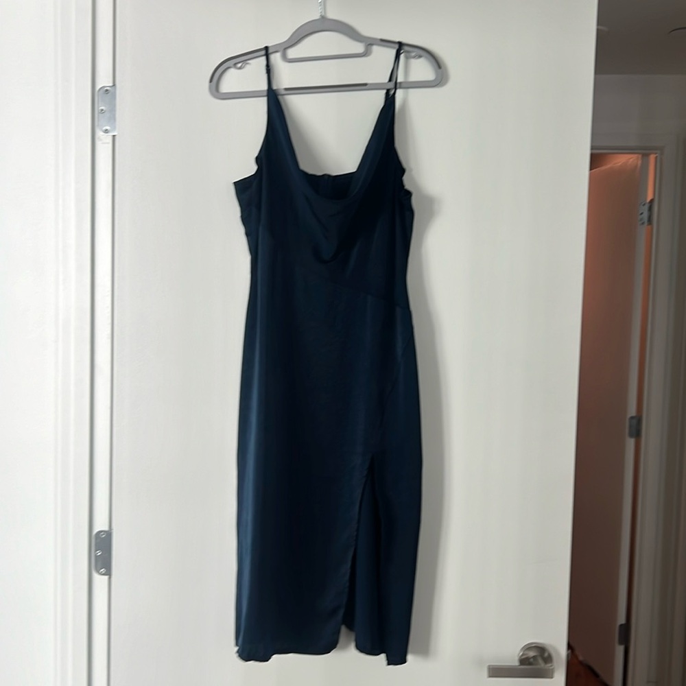 Navy blue satin dress